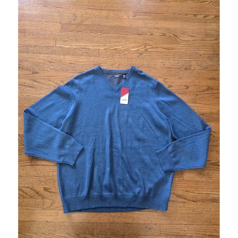 IZOD Men's 2XL Blue Knit V-Neck Sweater NWT Golf